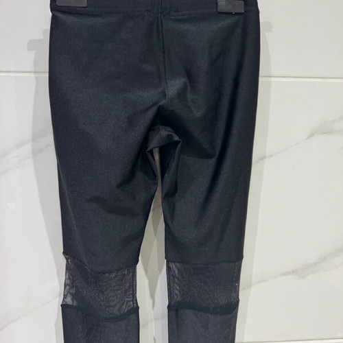 Lycra leggings with mesh like new, slim fit, black
