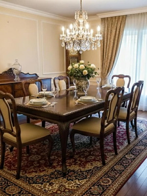 Solid Walnut Dining Table with 6 Chairs like new, classic timeless style