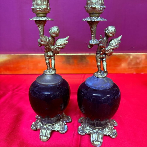 Vintage baroque candlestick used, 25 cm height