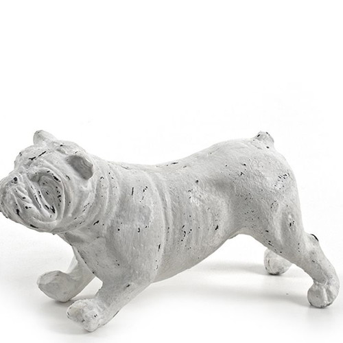 Decorative bulldog dog new, cast iron, white 17.5cm