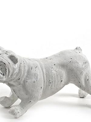 Decorative bulldog dog new, cast iron, white 17.5cm