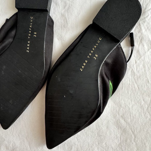Zara flat mules new, size 36, black with floral embroidery