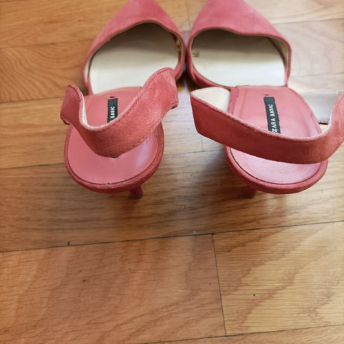 Zara shoes used, coral suede pumps size 38