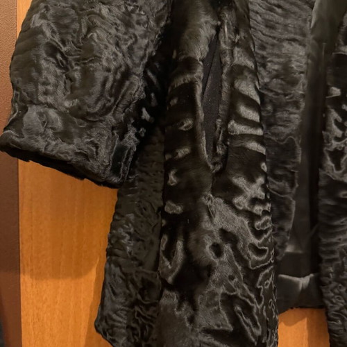 Women's coat natural astrakhan fur size large used, black