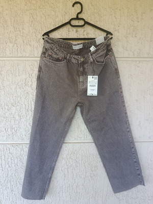 ZARA women's straight fit jeans size 44 like new, grey faded