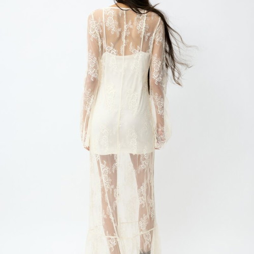 H&M Divided Cream Lace Maxi Dress New with Slip Liner