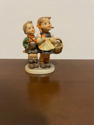 Hummel Goebel vintage porcelain double figurine boy and girl with basket