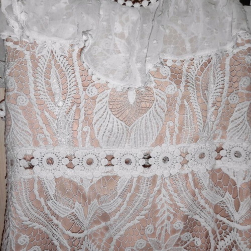 Dress with embroidery new, slim fit, white, size L