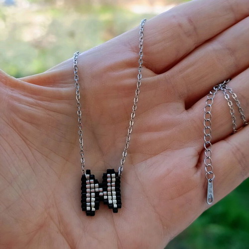 Handmade monogram necklace with Miyuki beads