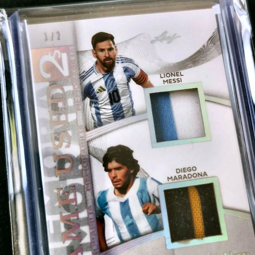 2025 Leaf Messi Maradona Game Used Dual Relic Silver Holo 1/2