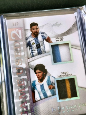 2025 Leaf Messi Maradona Game Used Dual Relic Silver Holo 1/2