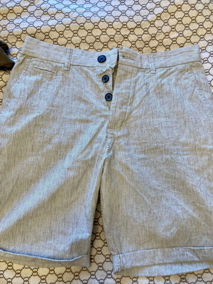 Primark men's pinstripe bermuda shorts new, beige and brown, size W30