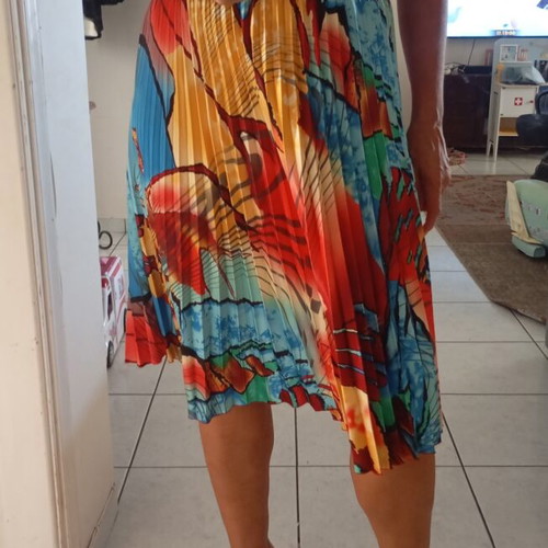 Vintage women's pleated skirt with embroidered beads, size L