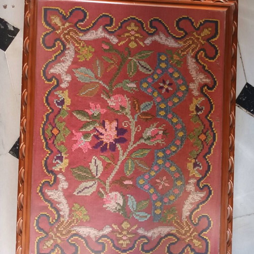 Old Cretan Textile with Wooden Frame like new