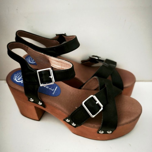 Jeffrey Campbell boho wooden sandals size 41 like new, black