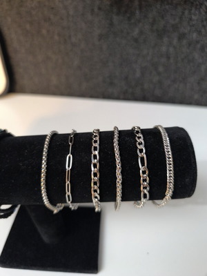 6 men's stainless steel bracelets, silver