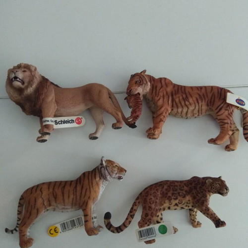 Σετ φιγούρων Schleich & Papo με λιοντάρι, 2 τίγρεις, λεοπάρδαλη, καινούργιο