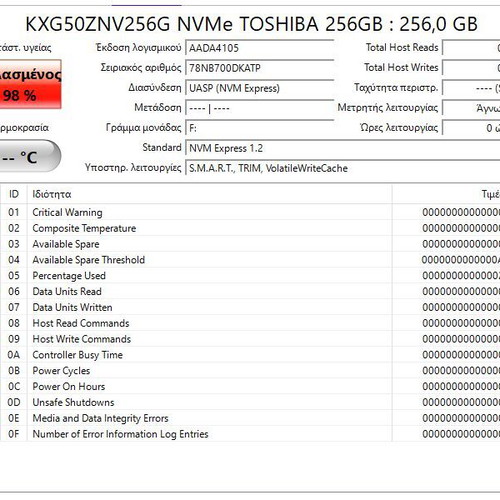 Toshiba NVMe 256GB M.2 SSD used, bundle of 4 with SMART warning