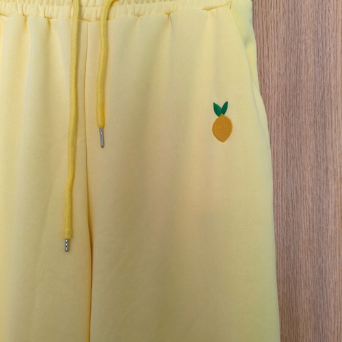 Shein Wide Leg Pants Medium lemon embroidery like new