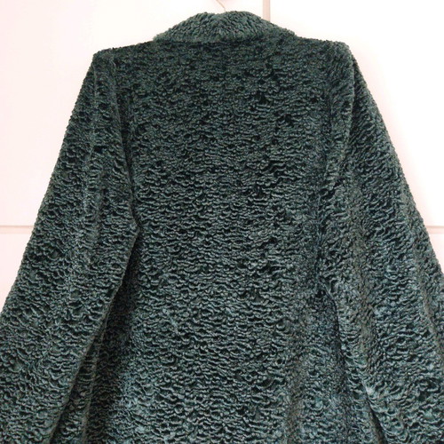 Bouclé coat green cypress XXL like new, oversized luxury half coat