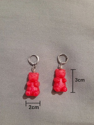 Haribo earrings like new, resin, red and silver