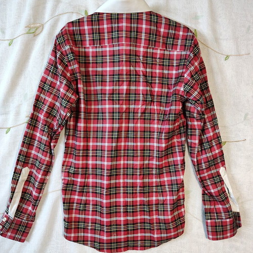 Eton men's shirt size M like new, red plaid with white club collar
