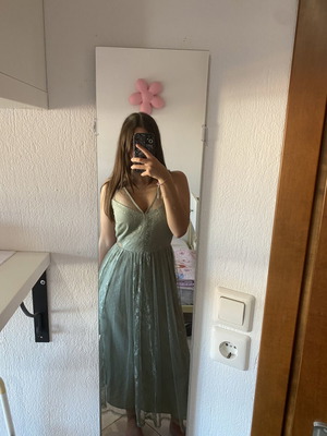 Asos design green midi dress new with dobby lace texture