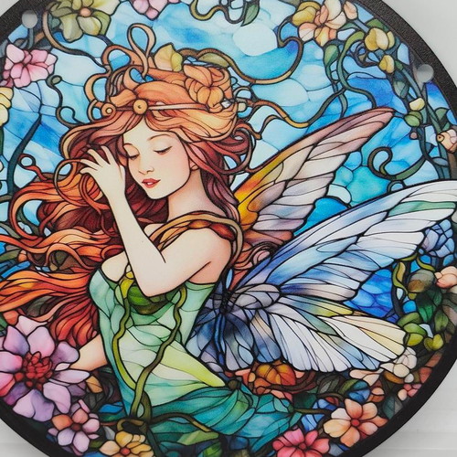 Magical Acrylic Decorative Fairy Sign stained glass style like new
