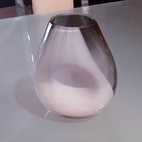 Modern Art thick glass vase white anthracite