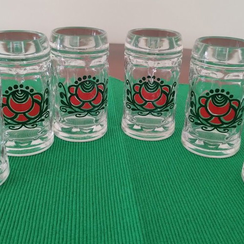 Mini Beer Glasses Stein Set of 6 like new with Oktoberfest style