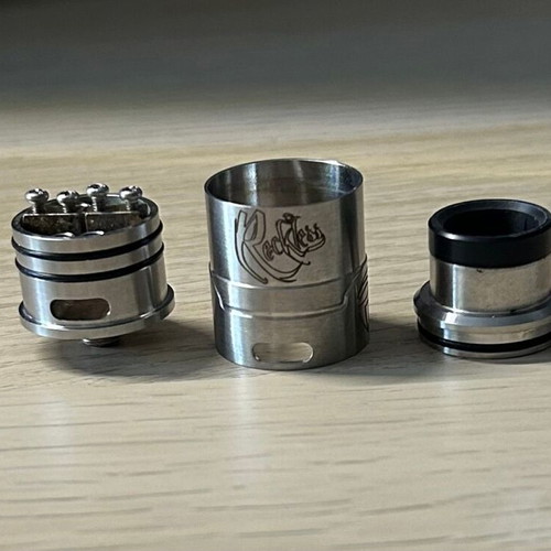 Phenom Vaporizers The Reckless RDA used, stainless steel