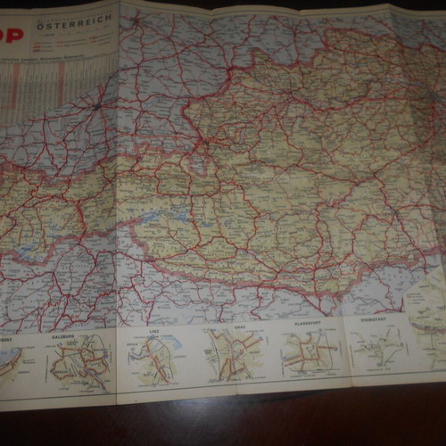 Road maps from the 1950s used, Pirelli, BP, Orop
