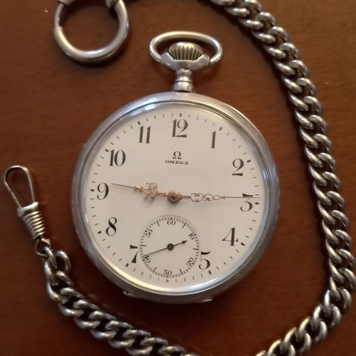 Omega pocket watch collectible used, 1919 lepine open face