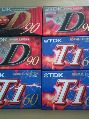 TDK audio cassette pack of 6, 3 T1 60 + 3 D 90, new sealed