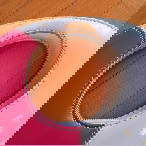 Τσάντα χειρός vintage μεταχειρισμένη, στρογγυλή πολύχρωμη