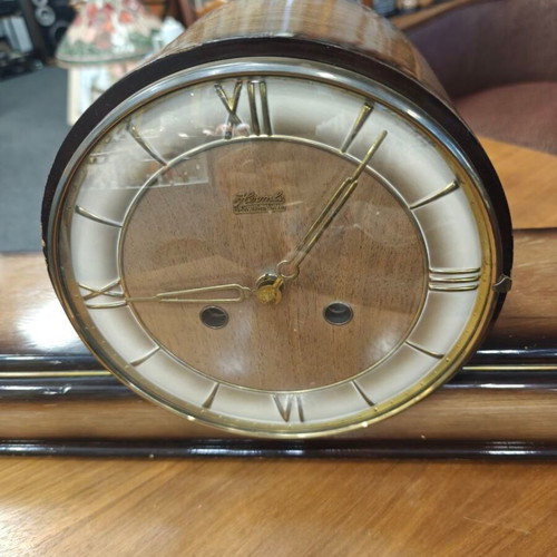 Vintage wooden clock used, solid wood with glass cover