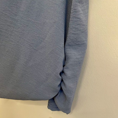 Blue bat sleeve blouse with metal details, one size