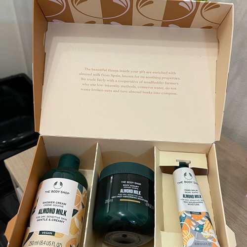 The Body Shop Almond Milk body care gift set new