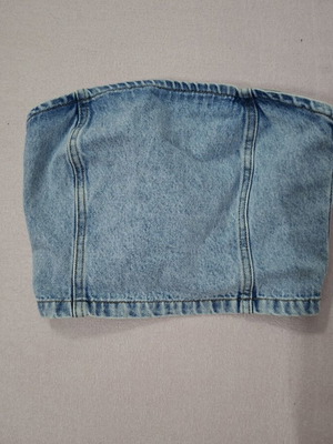 Pink Woman denim strapless bustier new, size S