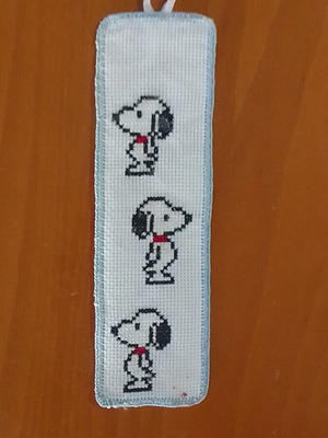Handmade embroidered bookmark with Snoopy design made to order