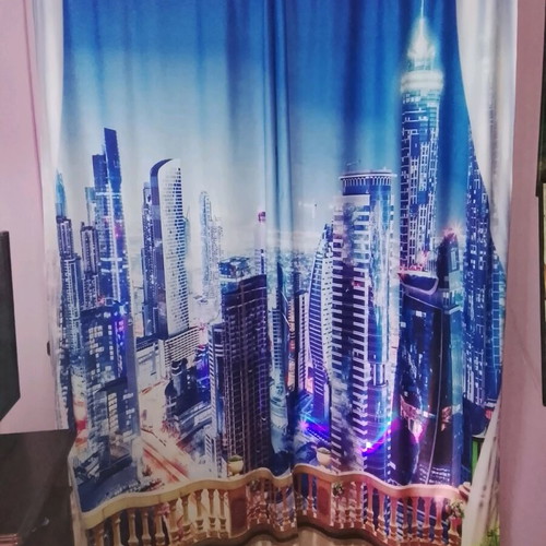 Curtains night cityscape set of 4 like new