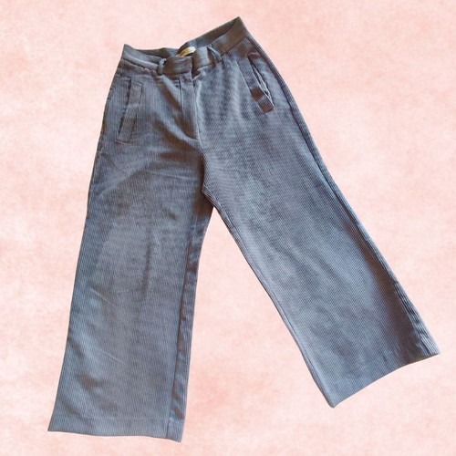 Pull&Bear women's cropped corduroy wide leg pants like new, gray, size S