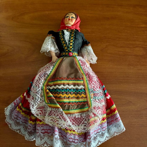 Doll with traditional costume used, handmade from 1970