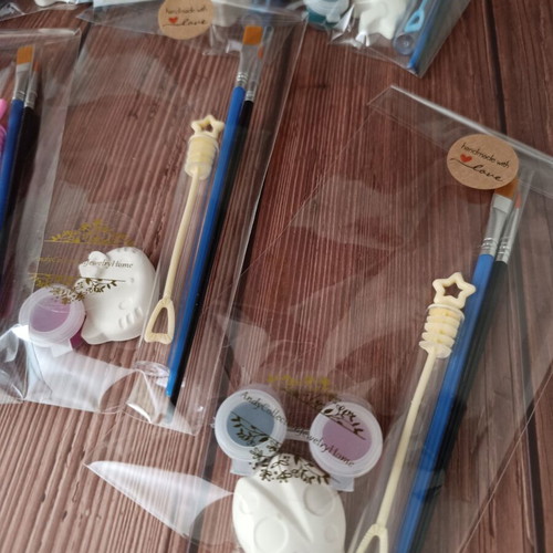 DIY Kids Color Me Kit with Handmade Plaster Figures and Soap Bubbles