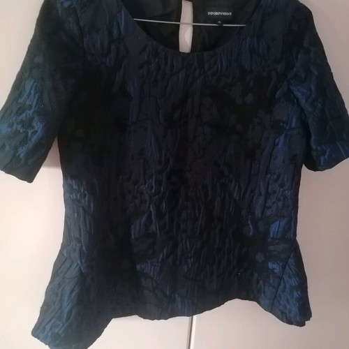 Emporio Armani brocade blouse like new, blue, size L 40