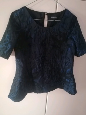 Emporio Armani brocade blouse like new, blue, size L 40