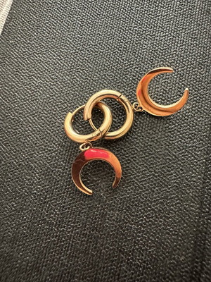 Stainless steel gold crescent moon earrings