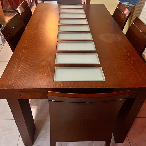 Dining table used solid wood with extension wenge color