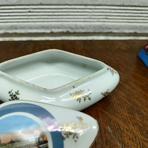 Porcelain fondant dish used, old, diamond shape 14x19cm