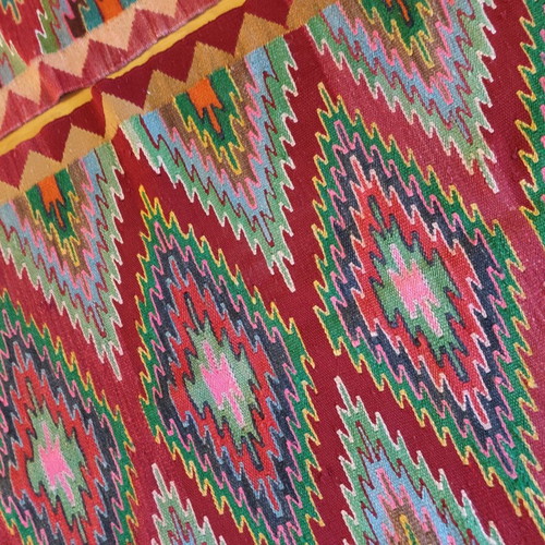 Handmade loom-woven rugs used, set of 3, various sizes